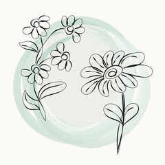 Elegant Minimalist Line Art Flowers on Soft Green Background