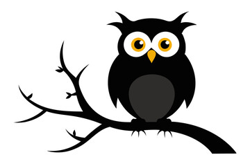 Fototapeta premium Cute Owl on Haunted Tree Branch Drawing
