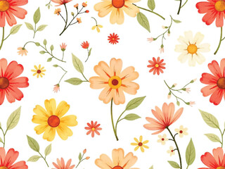 seamless pattern with pink flower, watercolor cute floral pattern, unique floral background