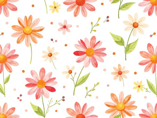seamless pattern with pink flower, watercolor cute floral pattern, unique floral background