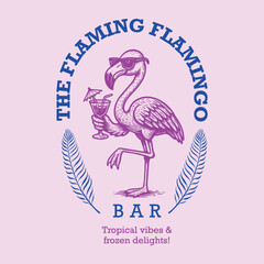 The Flaming Flamingo Bar vintage print-shirt design