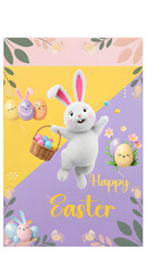 Obraz premium easter bunny with eggs poster 3d style of illustration vector hd 4k 