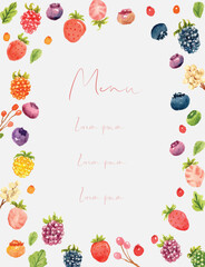 berries menu watercolor design 