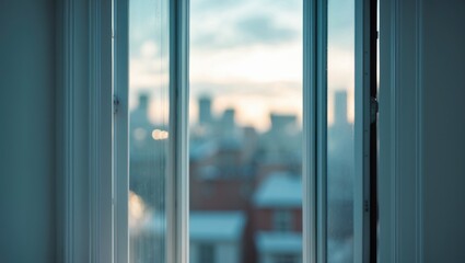 Fototapeta premium House room interior with open double-glazed window frame