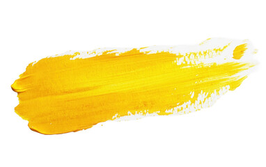Yellow brush stroke on transparent or white background