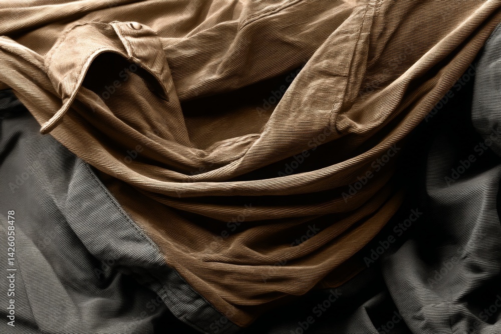 Aufkleber textured fabrics draped together showcasing a blend of colors and styles in a relaxed setting