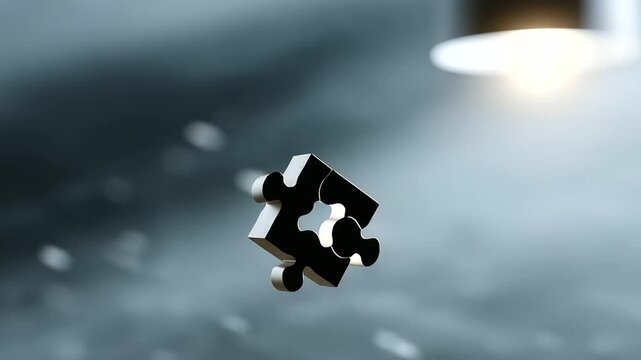Abstract Logic and Thinking Concept with Puzzle Shape and Light Burst