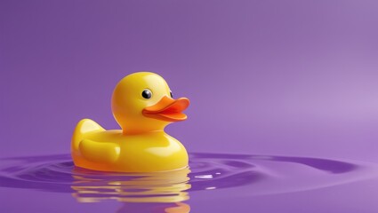 Playful Yellow Rubber Duck on Colorful Background for Kids' Bath Time and Decor
