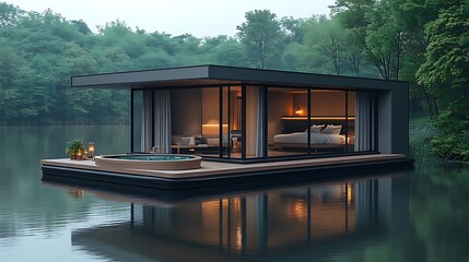Fototapeta premium Luxury minimalist floating retreat pictures