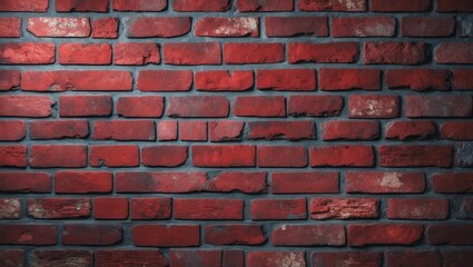 Obraz premium Red brick wall backdrop in wide panorama with masonry stonework