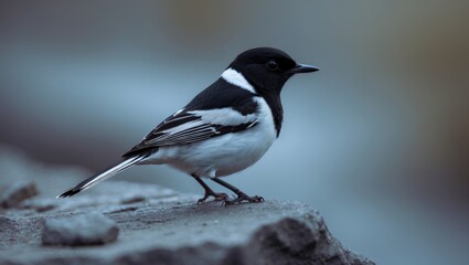 Detailed view of a Wagtail bird perched on a branch in nature