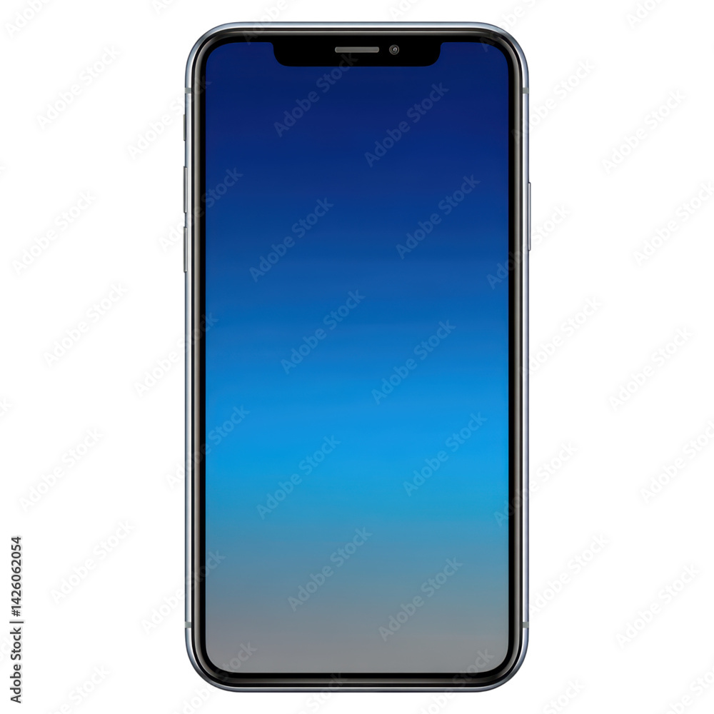 Poster modern smartphone with gradient background for technology use, isolated on transparent background.