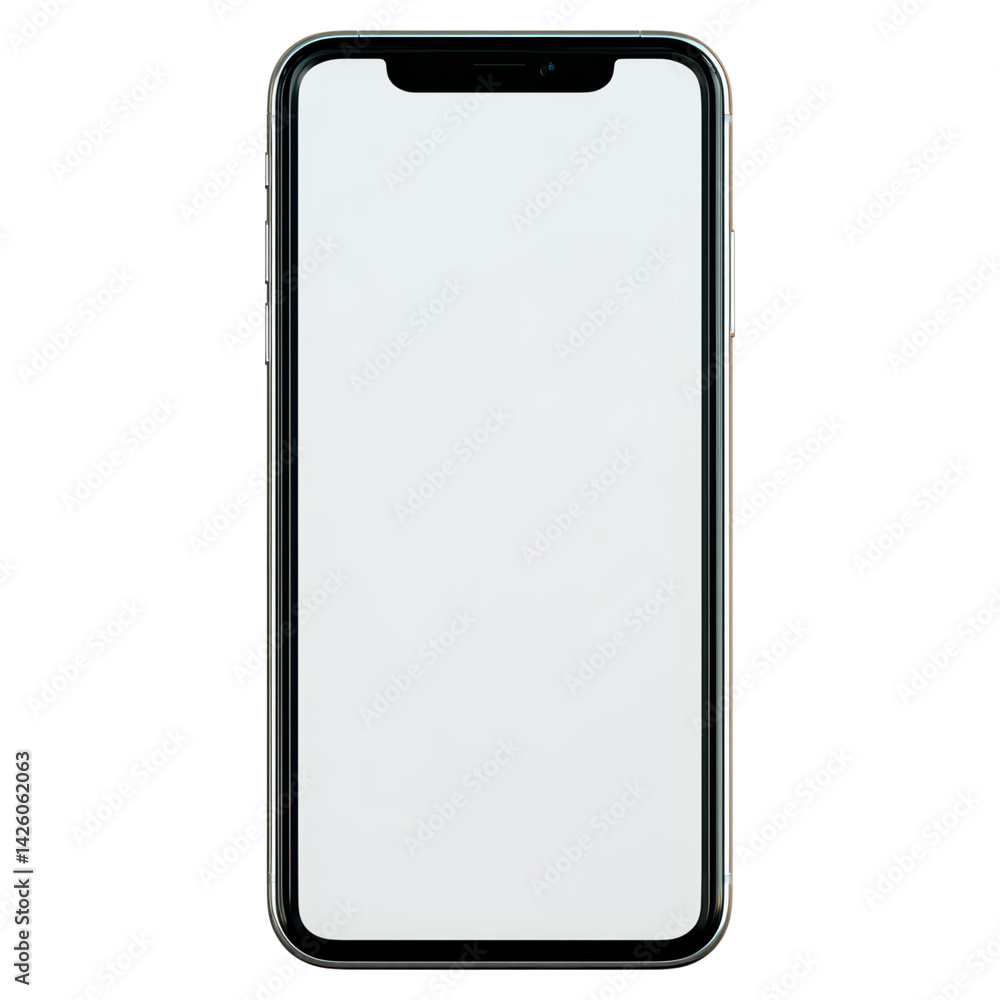 Aufkleber blank smartphone screen ready for custom app display or mockup, isolated on transparent background.