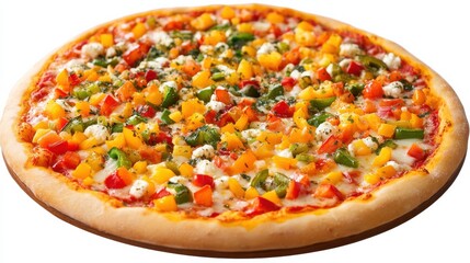 Vegetarian Pizza with Colorful Bell Peppers and Mozzarella