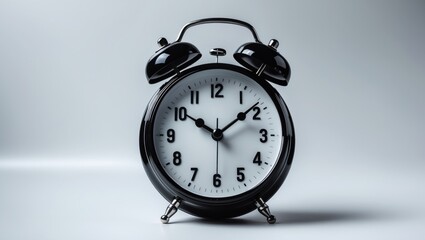 Antique-style alarm clock featuring dial and bells on a green background