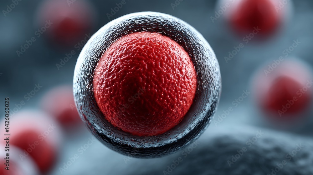 Aufkleber ivf and technology concept, microscopic view of a cell showcasing its structural details and red com