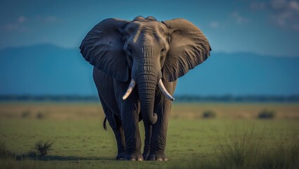 Naklejka premium Portrait of an elephant captured in a national park