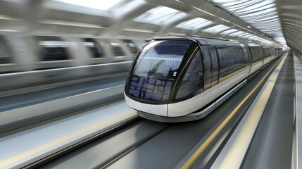 Obraz premium Futuristic Train Station Transit Speed