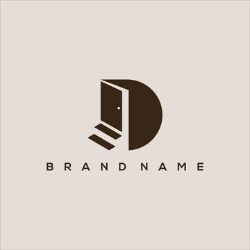 Initial D door and stairs vector logo