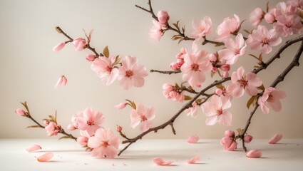 Peach blossom displayed on a pastel background with fruit flowers - Image