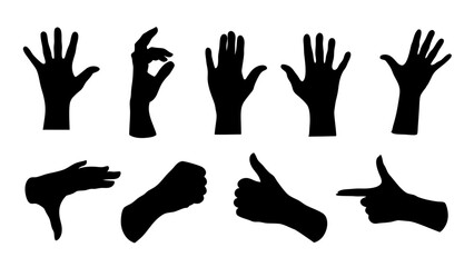 set of hand silhouette vector on white background