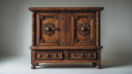 Fototapeta premium Classic wooden cabinet isolated on a neutral background