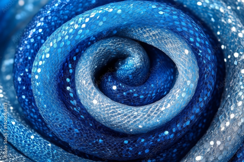 Aufkleber Swirling blue and turquoise fabric creating a mesmerizing texture and pattern in an artistic display