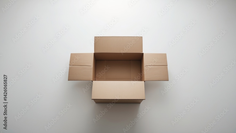 Poster bird's-eye view of a cardboard box on a plain background