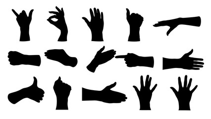 set of hand silhouette vector on white background