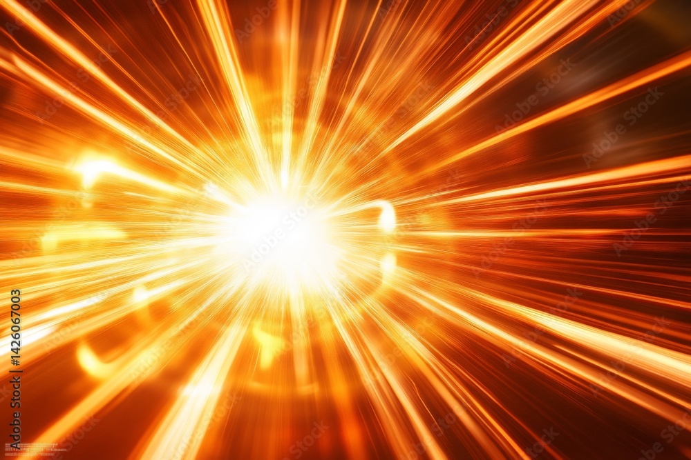 Poster Bright light burst creating dynamic energy with rays radiating outward in a vivid display