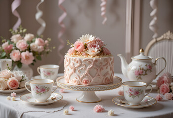 wedding cake and flowers