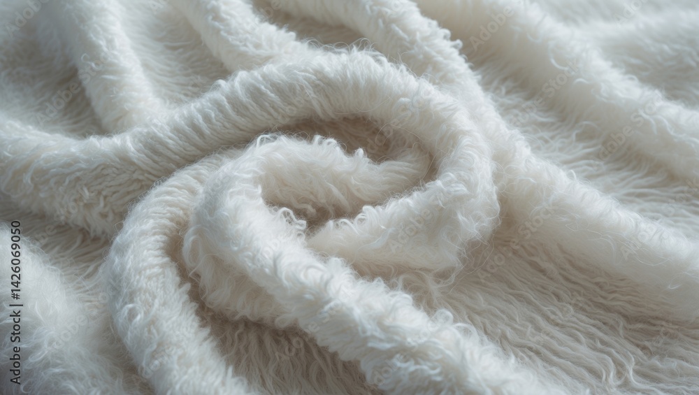 Poster white wool fabric with textured pattern and vintage design