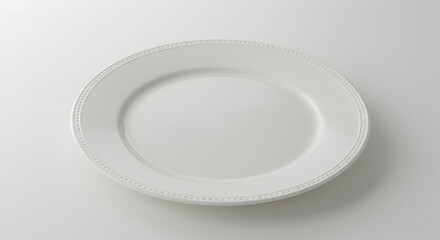Empty white dinner plate perfect for presenting culinary creations or showcasing tableware designs