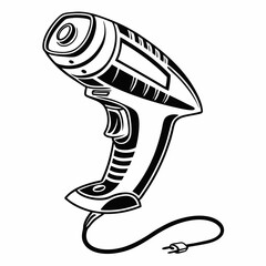Electric drill illustration in minimal line style