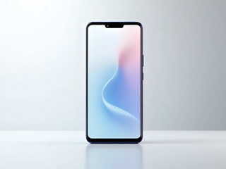 Modern smartphone with abstract fluid wallpaper display, sleek mobile technology