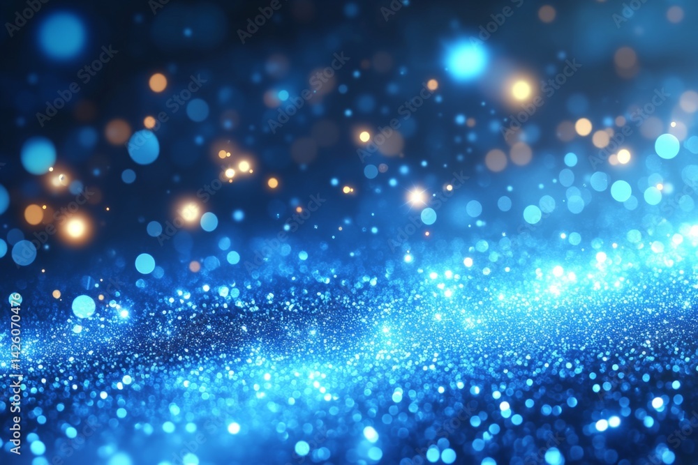 Aufkleber sparkling blue lights create a captivating ambiance in a night setting near water