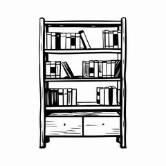 A wooden bookshelf displaying various books, organized with sections for reading, enhancing study areas, and representing knowledge and creativity.