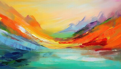 Vibrant Abstraction A Captivating Exploration of Color, Texture, and Movement in a Hand Drawn Panorama, Showcasing an Immersive Artistic Journey through a Kaleidoscope of Colors.