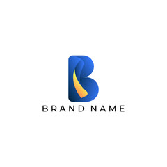 ILLUSTRATION LETTER B GEOMETRIC LOGO ICON ORANGE BLUE GRADIENT COLOR TEMPLATE SIMPLE MINIMALIST ELEMENT DESIGN SIMPLE VECTOR GOOD FOR APPS, BRAND 