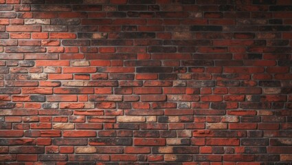 Wide-angle view of a rugged old brick wall