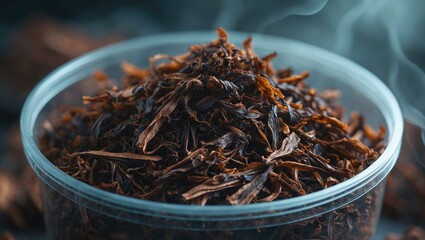 Fototapeta premium Tobacco stored in a plastic container