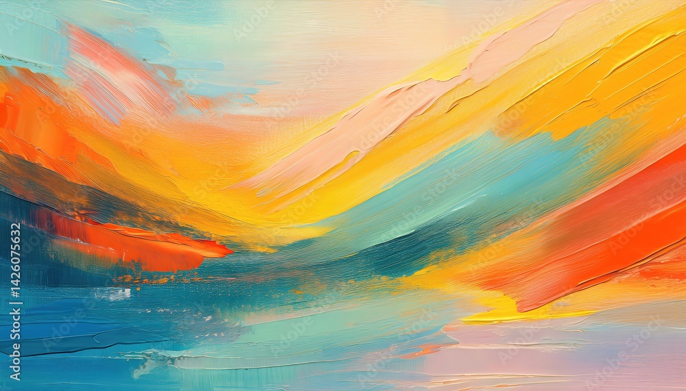 Poster vibrant textured abstraction a panoramic exploration of colors, shapes, and patterns in an artistic 