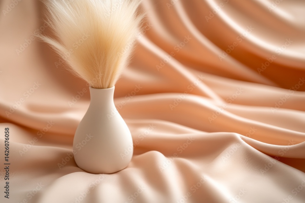 Aufkleber close-up view of delicate pampas grass arranged in a minimalist vase, complemented by flowing beige 