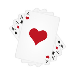 Four aces playing cards. Playing card suits set. Vector isolated on white.