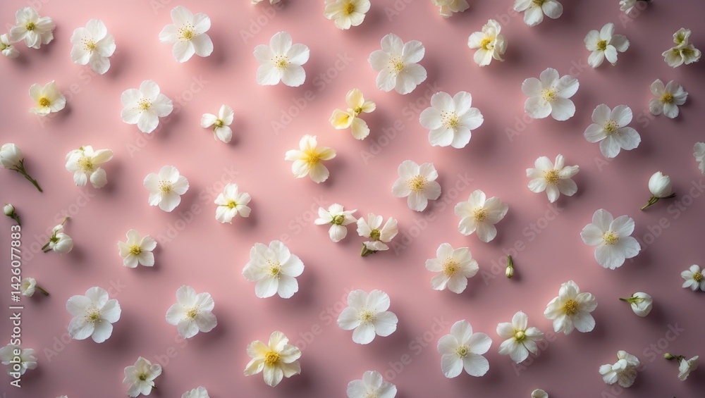 Poster overhead view of cherry blossom flower pattern background