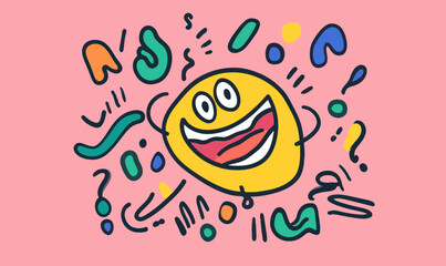 Obraz premium Playful Cartoon Smile Vector Logo with Abstract Elements for Branding