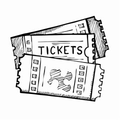 Hand-drawn tickets representing admission to events, conveying excitement and anticipation for entertainment experiences.