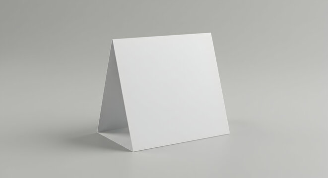 Blank white tent card table display stand mockup isolated on gray background advertising template 3d rendering
