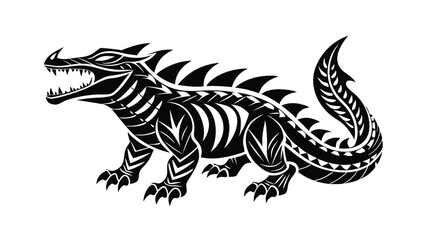 crocodile silhouette graphic black and white