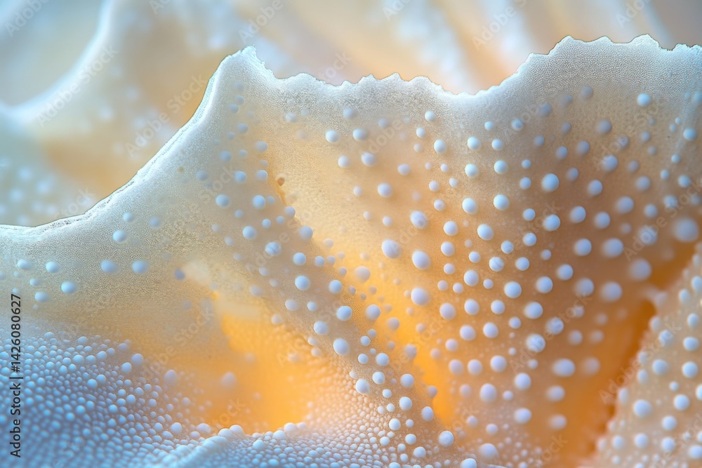 Poster shell with intricate texture and soft illumination captured in close-up, showcasing natural beauty
